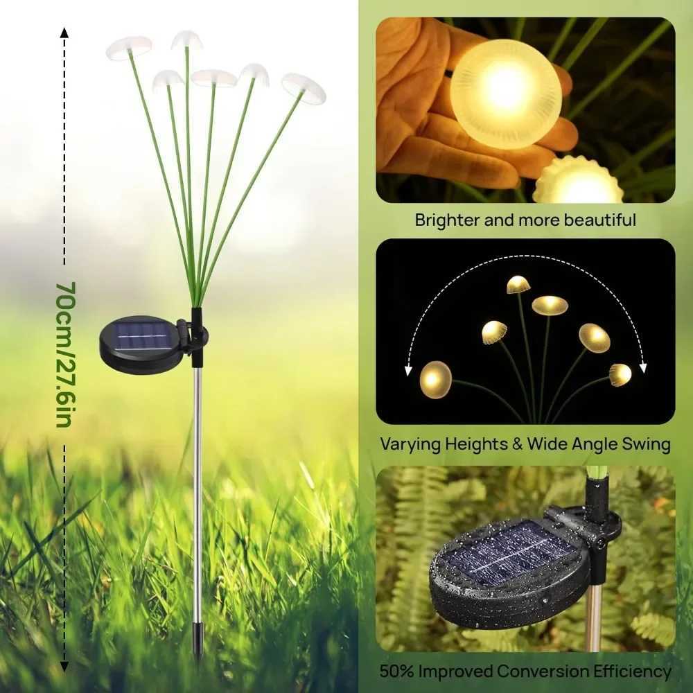 Solar Lights Outdoor LED Solar Mushroom Lawn Lights Waterproof Party Yard Patio Pathway Jellyfish Lamp for Garden DecorationXJ250606