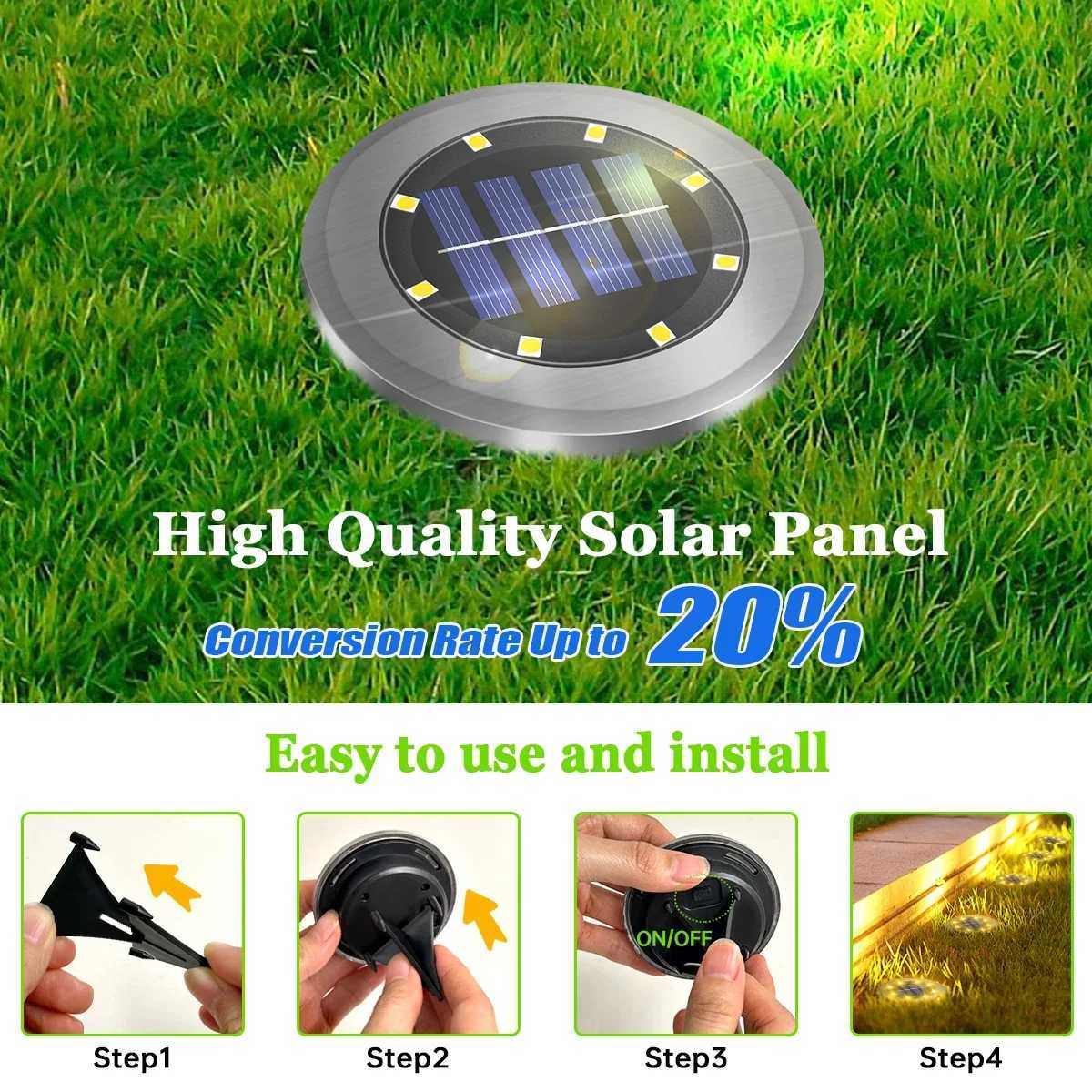 Solar Ground Lights LED Waterproof Solar Garden Lights Outdoor Bright in-Ground Lights Landscape Lighting for Patio Pathway Lawn XJ250606