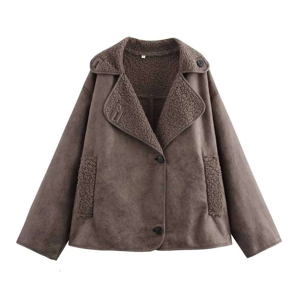 Double-Sided Gold-Stamped Leather And Fur Jacket Collared Outerwear Thick Winter Women's Clothing Cross-Border Fashion