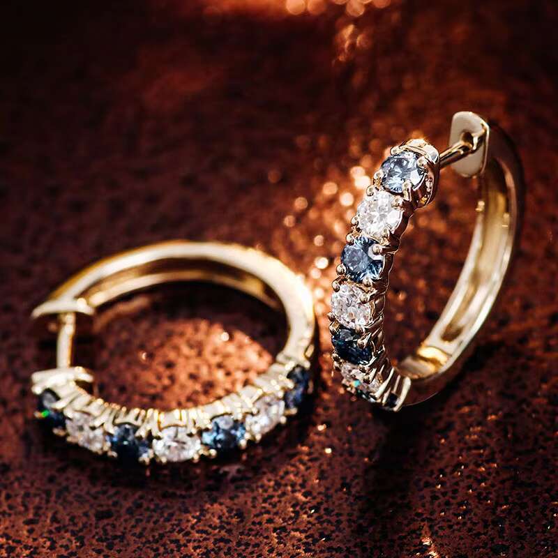Hoop Earrings Luxurious 18K Yellow Gold VVS1 Moissanite Diamond Custom Jewelry Fine Earrings Engagement Jewelry for Women