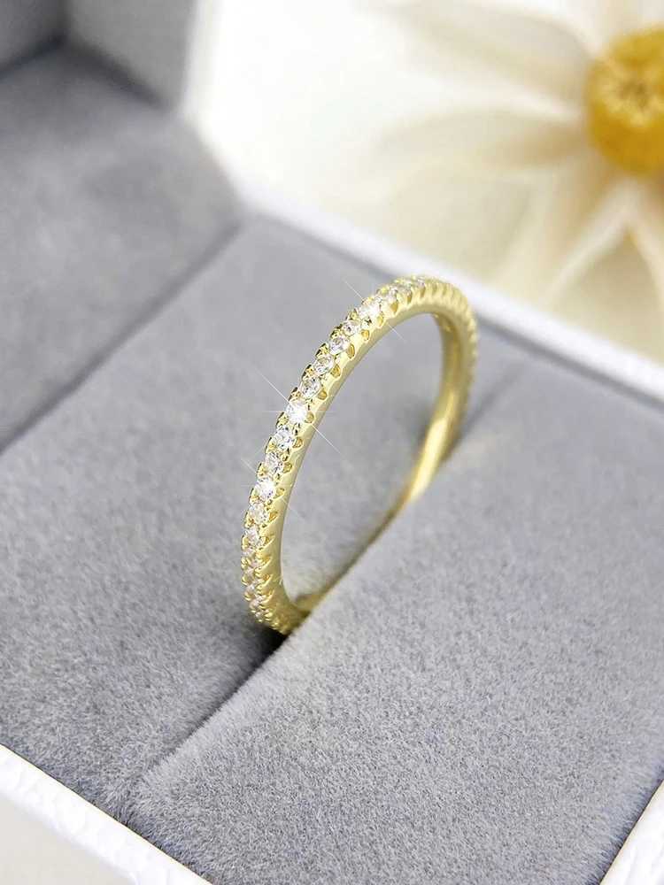 925 Sterling Silver 1.4mm Fashion Simplicity Full Zircon Stackable Plain Ring For Women Daily Party Personalized Fine JewelryXJ250606
