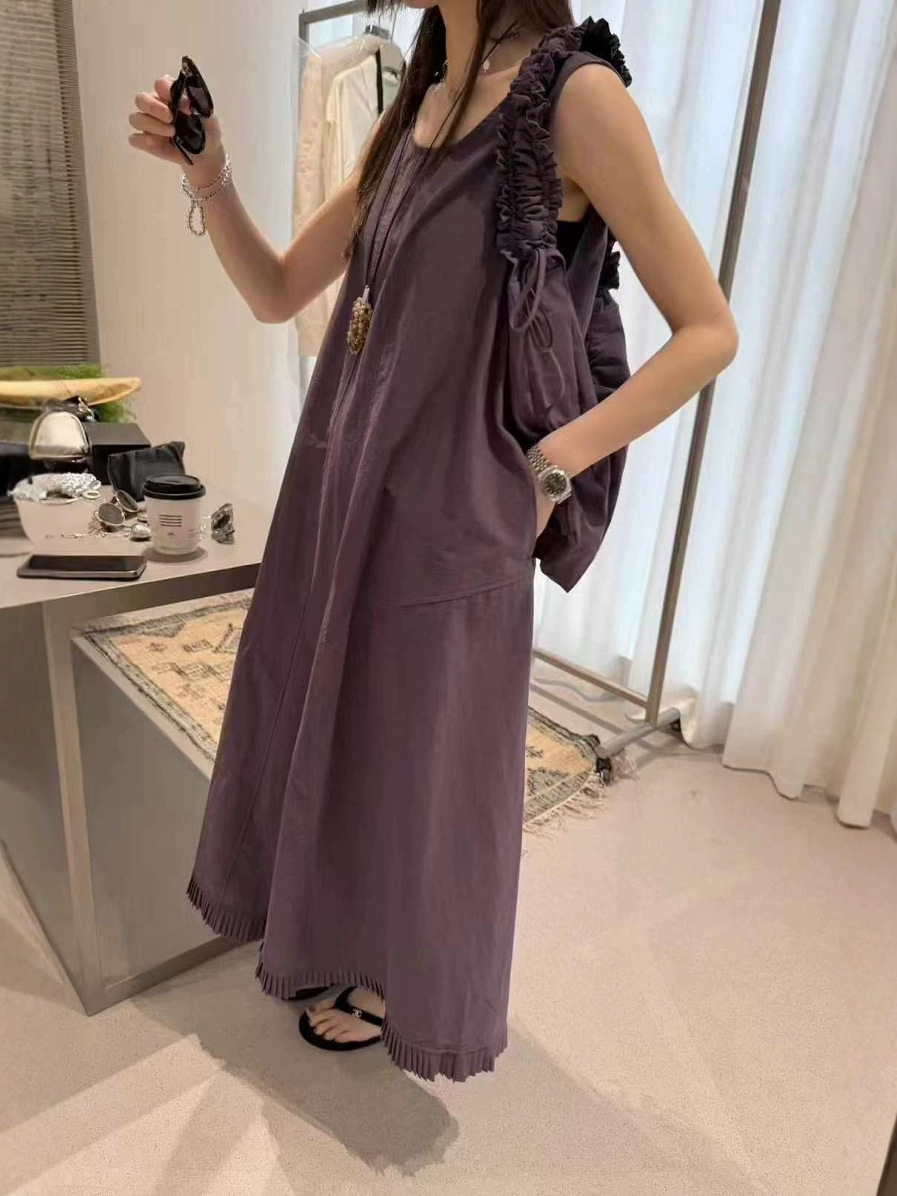 GC101 Cotton Round Neck Sleeveless Long Dress