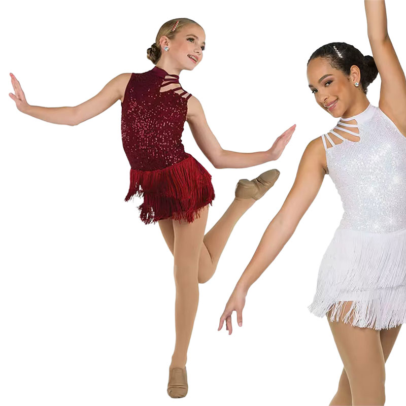 Wholesale Retail Custom Children Girls Sequins Modern Dance Ballet Training Wear Dance School Group Performance