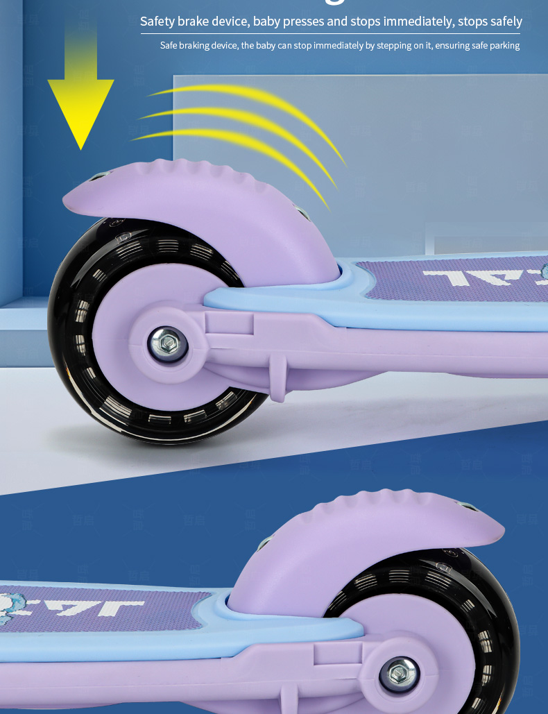 Children's cartoon folding scooter, flexible steering, competitive car, widened pedal, super strong load capacity, multi-gear adjustment.