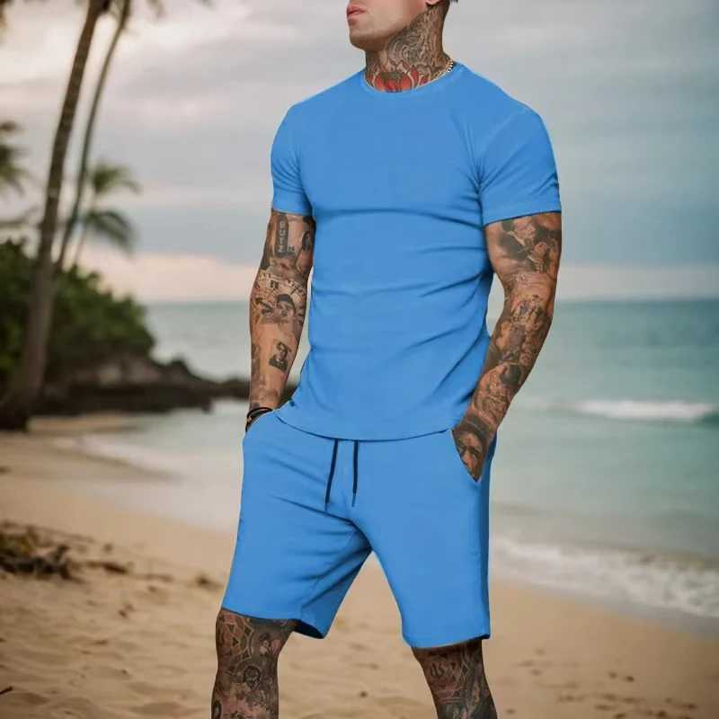 New 2024 Summer Street Mens Short Sleeve Shorts Mens Leisure Sports Large Size Set Mens Muscle Doctor Set for men two piece W250609