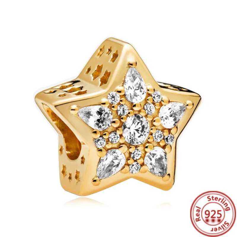 Sparkling 925 Sterling Silver Golden Series Charm Bead Fit Original Pantaro Bracelet Necklace DIY Fashion Women Jewelry XJ250607