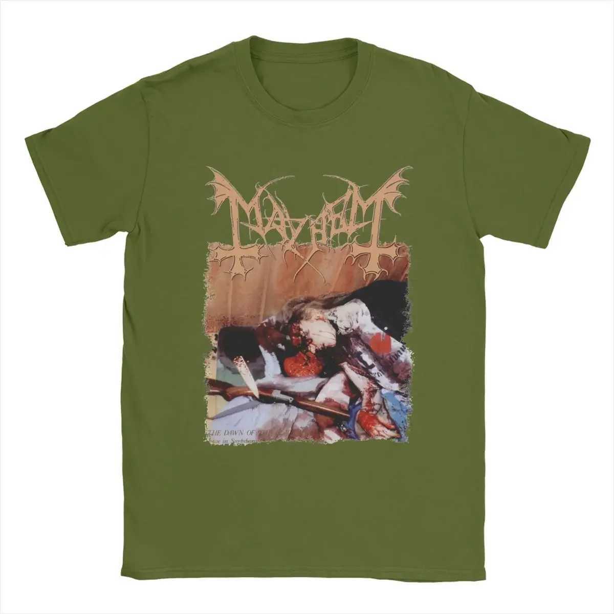 Death Metal Hipster Tee Shirt Short Sleeve Round Neck T-Shirt Pure Cotton Clothes Rock Mayhem Band Vintage Punk Mens T Shirt W250607