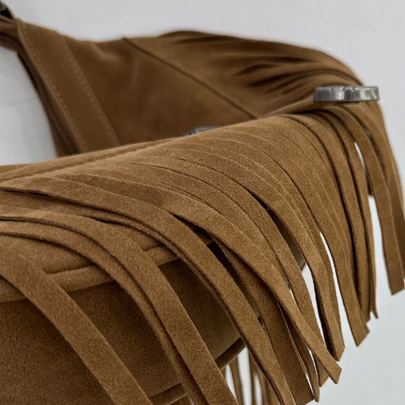 Faux Suede Saddle Bags For Women Luxury Designer Handbags And Purses 2024 New In Bohemian Tassel Decoration Shoulder Crossbody