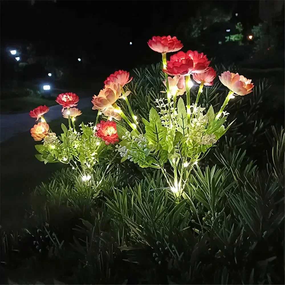 Solar Lights Outdoor Lighting Solar Garden Light Snow Lotus Flower Lawn Lamp for Yard Patio Flower Party Lamp Wedding Mothers DayXJ250606