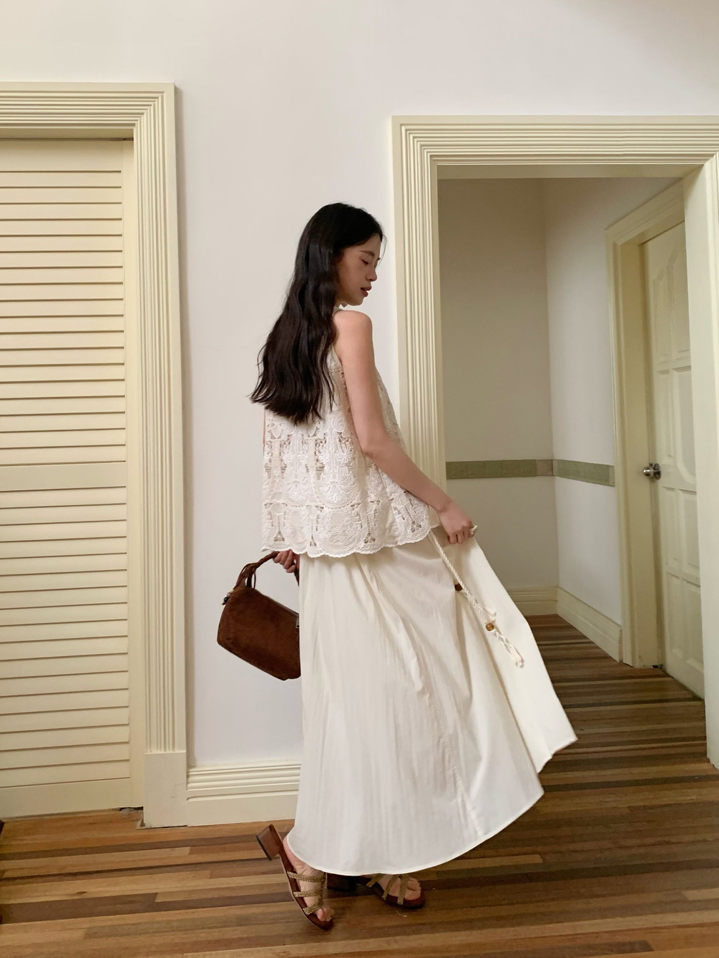 XR300 new style drawstring half-length umbrella skirt thin long skirt women's summer