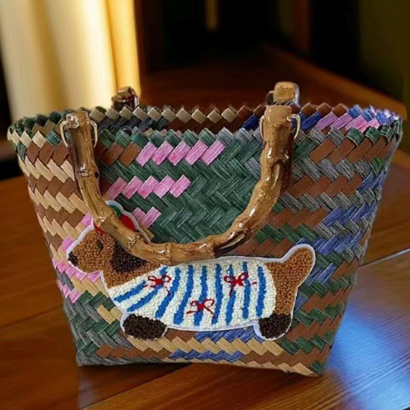 High quality brand high-quality new style free designer bag wholesale imitation rattan woven bag bamboo handbag handbag brand new free designer bag