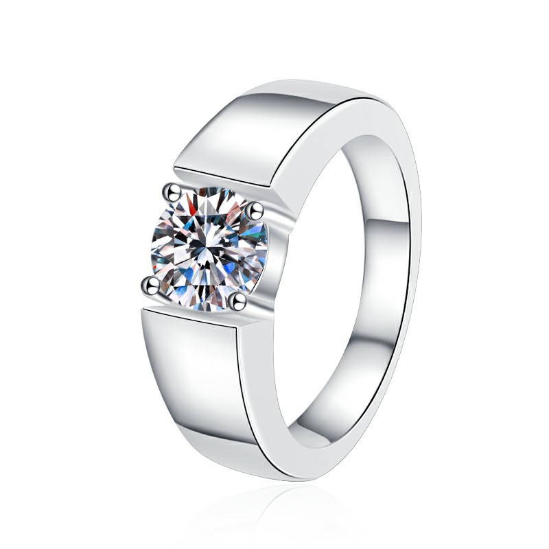 Elegant 925 Silver 2CT Moissanite Solitaire Men's Jewelry Piece Ideal Gift