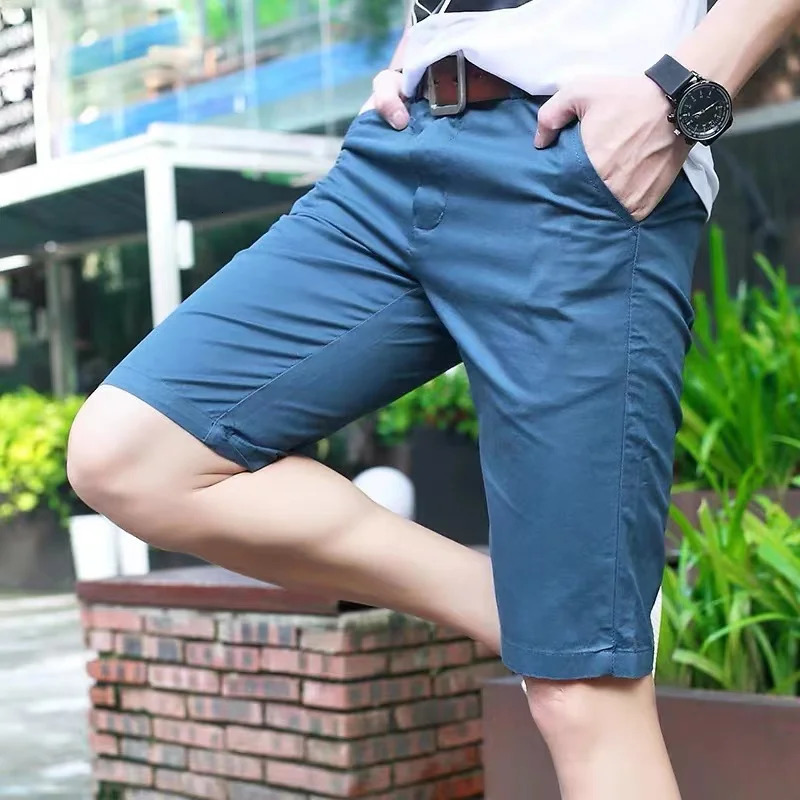 Man Short Summer 100% Cotton Solid Shorts Male Quality Casual Business Social Bermuda Men Shorts Hombre Half Pants 250605