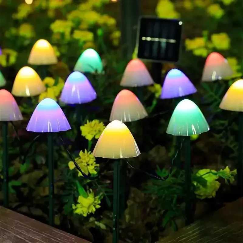 Mushroom String Lights Solar Fairy Lawn Lamp Outdoor Landscape Camping Garden Party Terrace Decoration LightsXJ250606