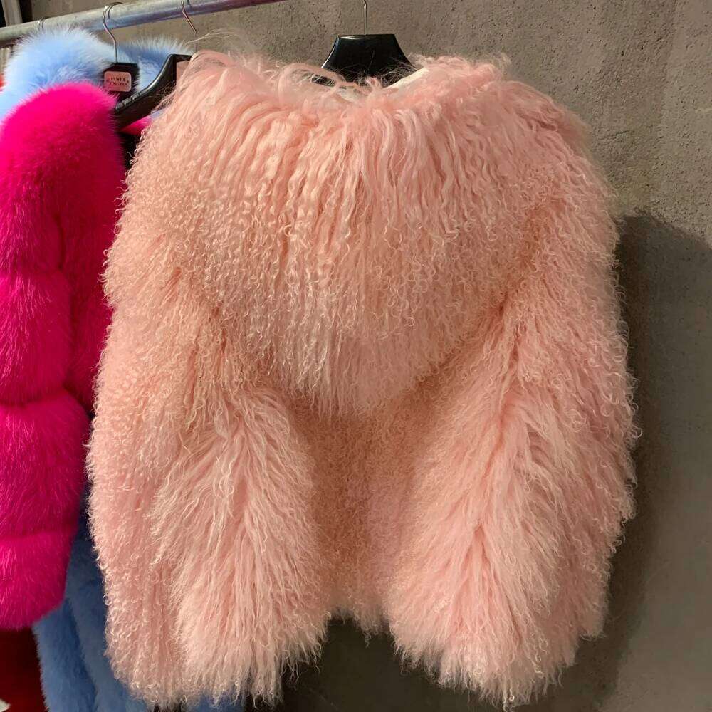 Hooded Sheep Coats Women's Mongolian Coat Warm Winter Natural Fur Cloth 916