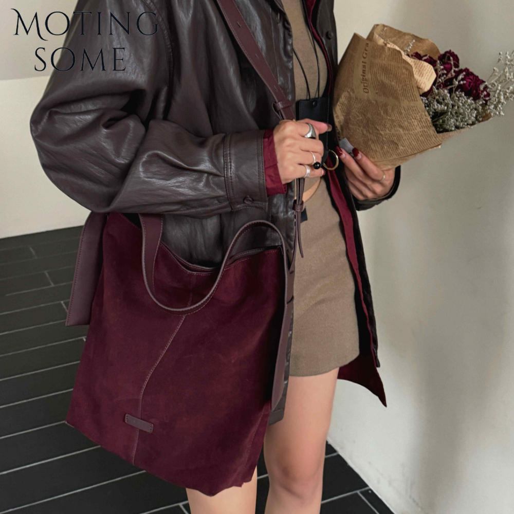 Motingsome natural suede leather Women Bag Luxury designer Winter Bags Frosted Skin Handbag and Purses Retro Lady coffee Tote