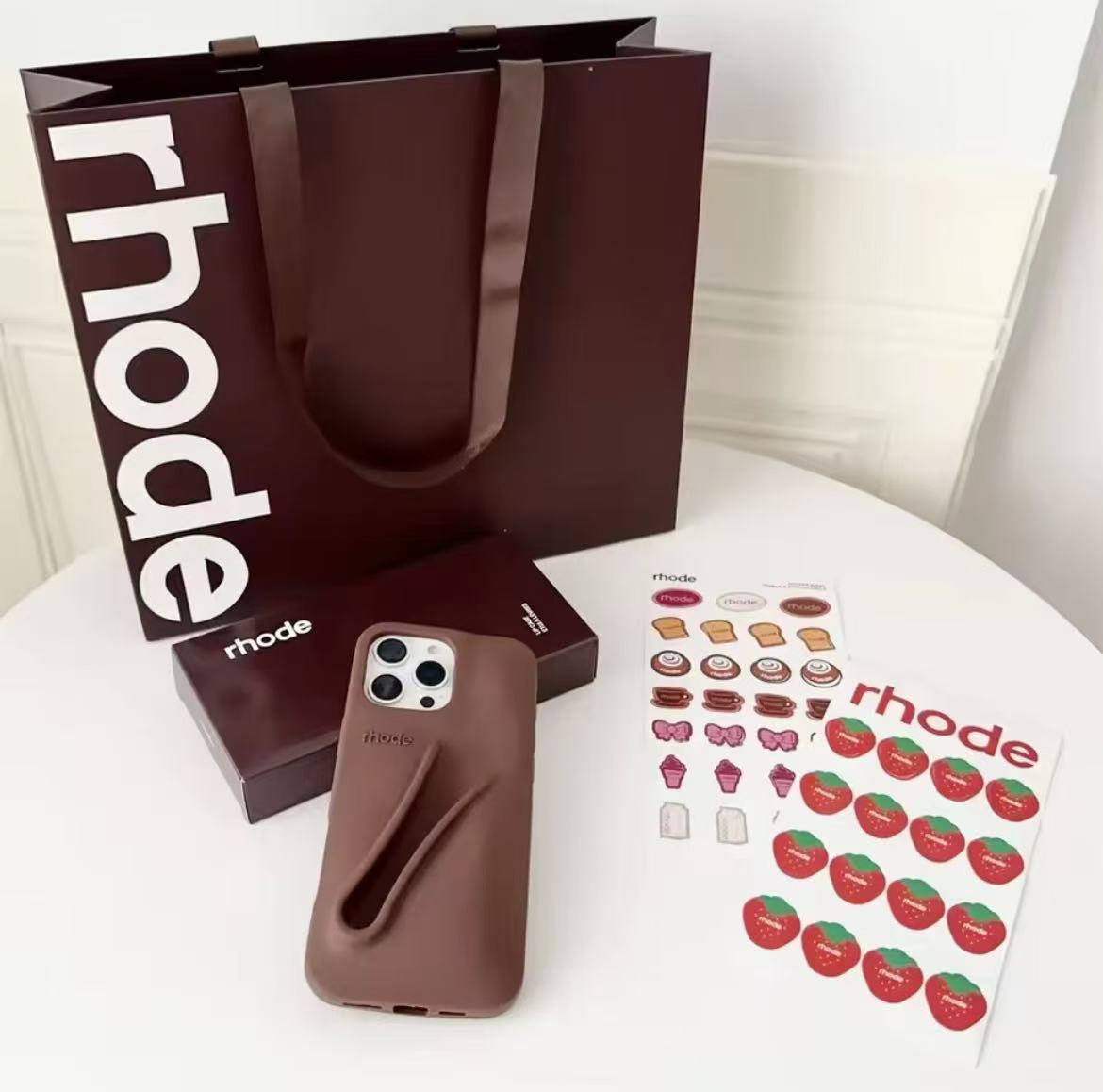 High Quality Rhode Lipstick Silicone Soft Case For IPhone 16 15 14 13 Pro Max Cover Original With Lipstick Set Shopping Gift Box