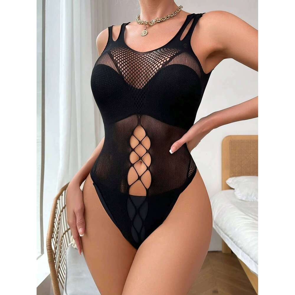 Women's Sexy Lingerie Fishnet Bodysuit Bikini Tops Chemise Erotic Mesh See Through Babydoll Clothing 6 Styles Bodycon Jumpsuit