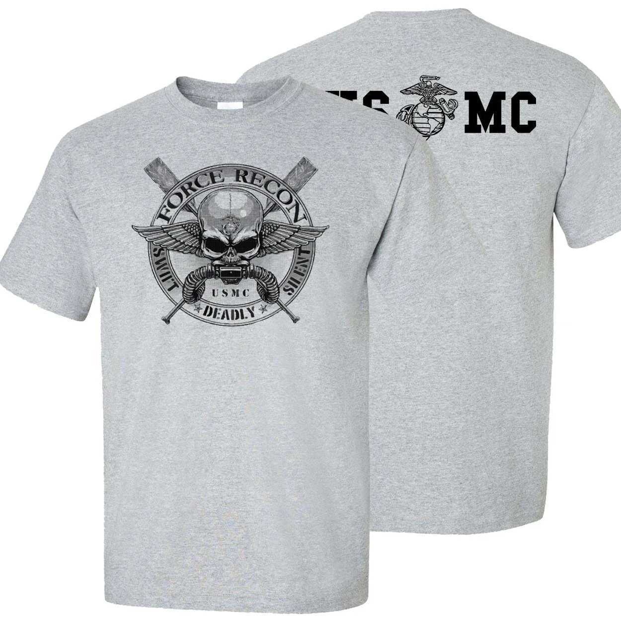 Cheavyweight Streetwear US Marine Corps Force Recon Military New Short Sleeve Casual 00% Cotton O-Neck Summer Mens T-shirt W250607