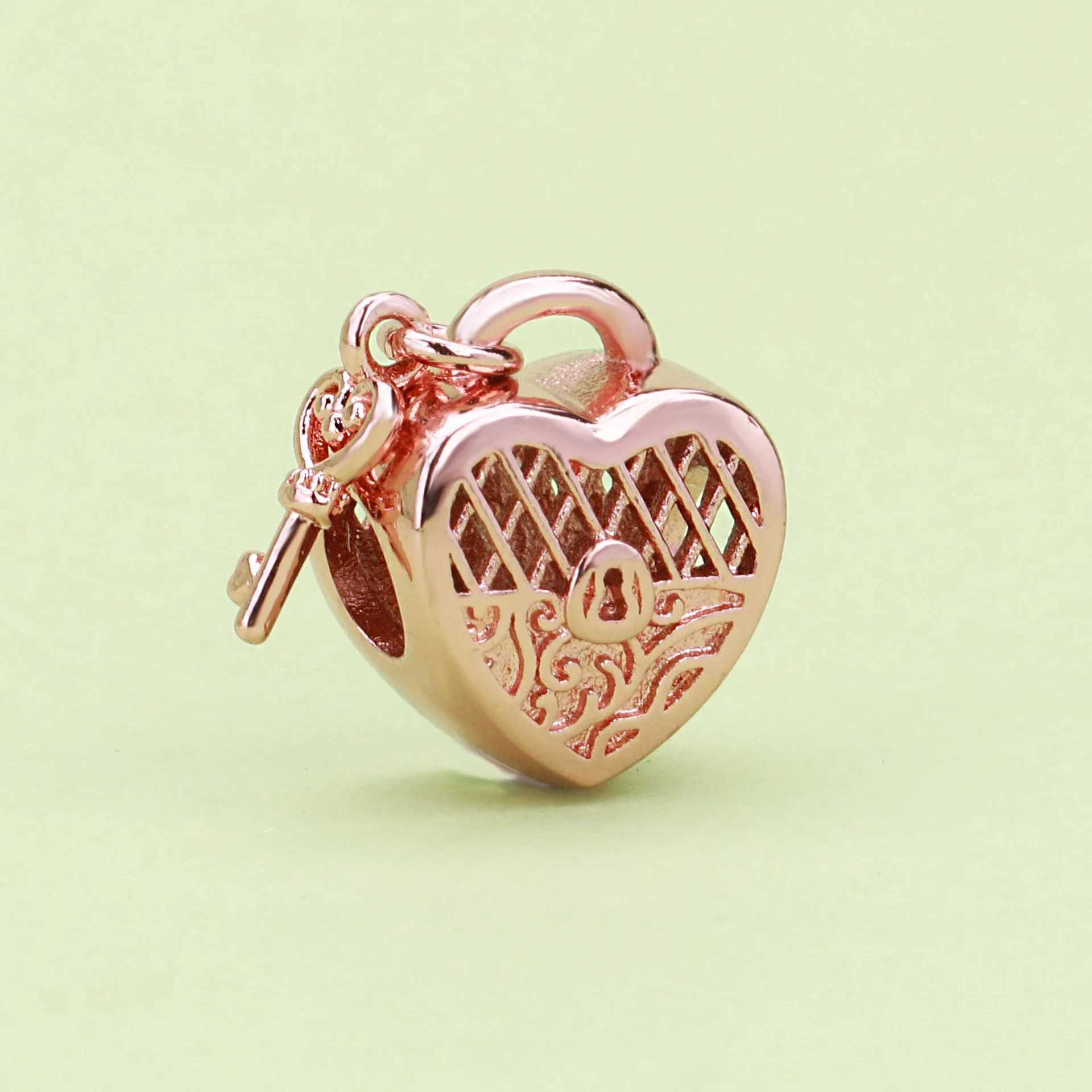 New 925 Rose Gold Plated Butterfly Feather Lock Key Charms Beads Fit Original Bracelet DIY Fashion Woman Jewelry XJ250607