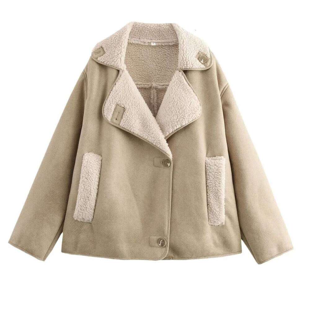 Double-Sided Gold-Stamped Leather And Fur Jacket Collared Outerwear Thick Winter Women's Clothing Cross-Border Fashion