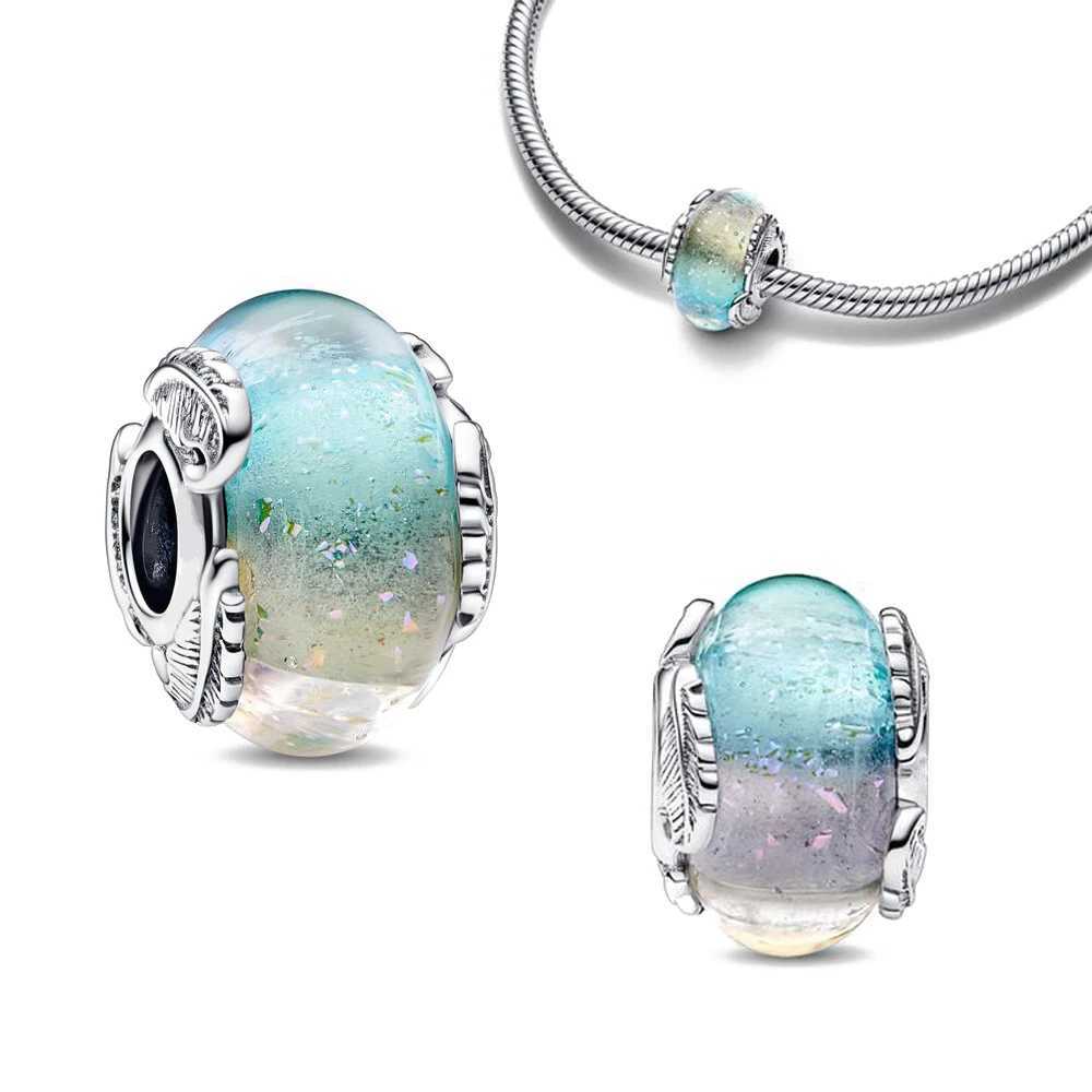 New 925 Sterling Silver Snowflake Mother Universe Charm Murano Glass Beads Fit Original Bracelet DIY Woman Jewelry XJ250607