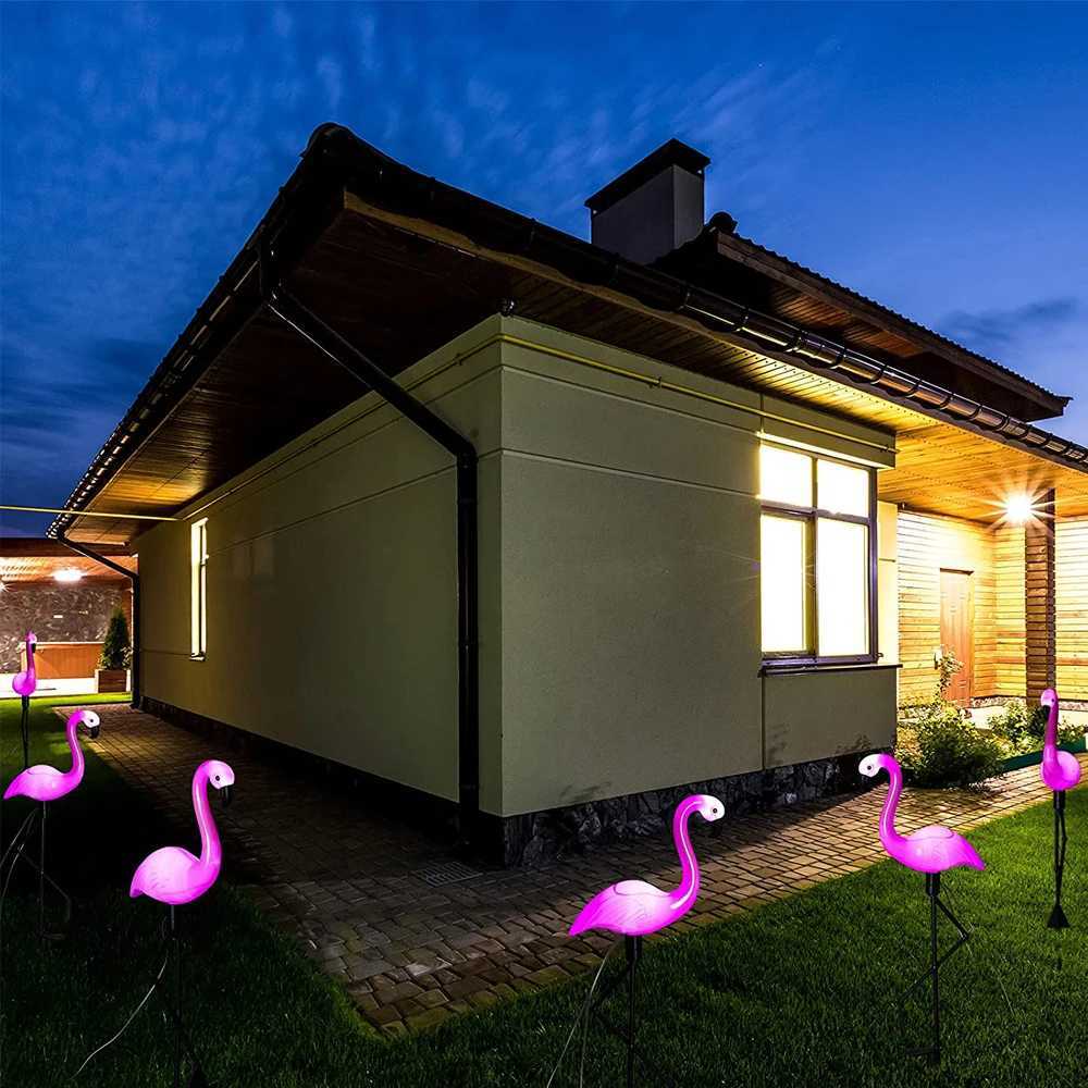 Flamingo Solar Lights Outdoor Solar Decorations Lawn Garden Ornaments Yard Waterproof Flamingo Stake Lights for Christmas Patio W250607