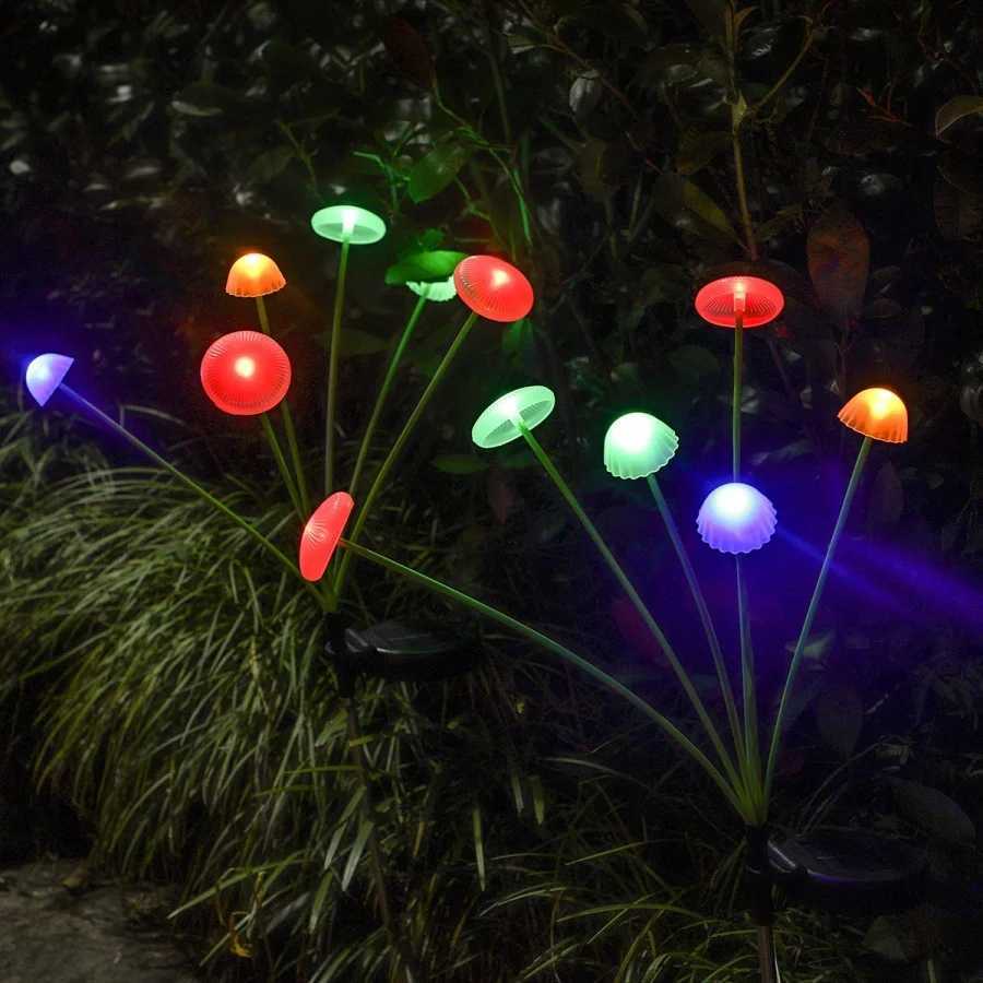 10LED Solar Jellyfish Mushroom Lights Outdoor Waterproof Solar Pathway Yard Patio Lights Garden Decoration Landscape Lawn Lamps W250607