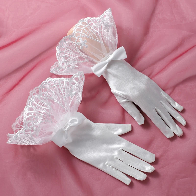 Bridal Wedding Gloves Dignified And Elegant Ladies White Holiness Wrist Length Printed Bride Gloves 250603