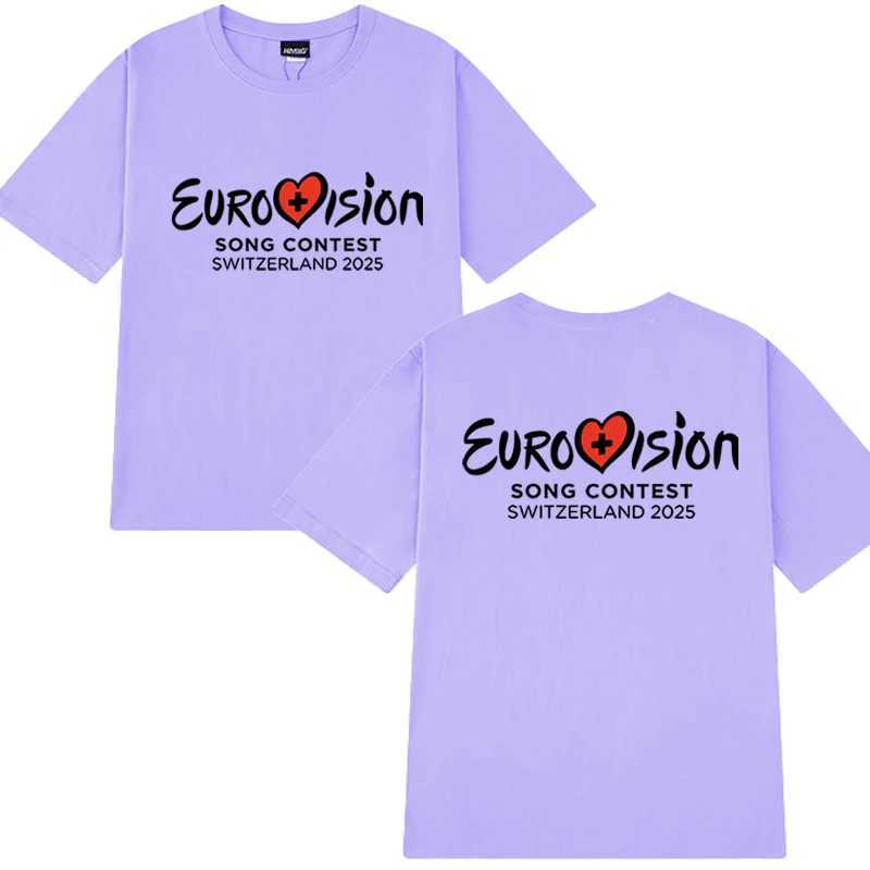 New in Eurovision 2025 T-shirt Eurovision Song printed T shirt Men Women Fashion Y2k short slve T-shirts Unisex Cotton Tops X250607
