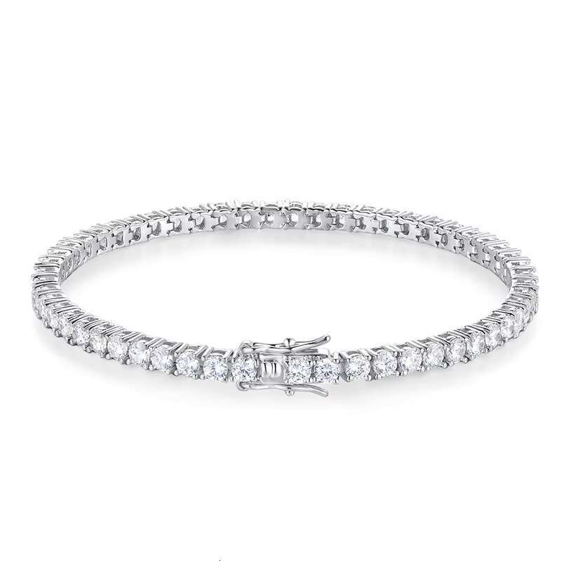 RINNTIN SMB 3mm 925 Sterling Silver Gra Vvs Lab Diamond Mossanite Moissanite Tennis Chain Bracelet