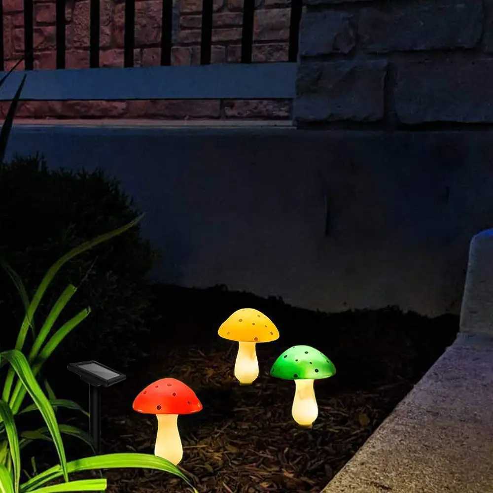 8 Modes Outdoor Solar Pathway Lights Smart Sensor LED Cute Mushroom Lamp Waterproof Patio Yard Backyard Lawn Garden DecorationsXJ250606