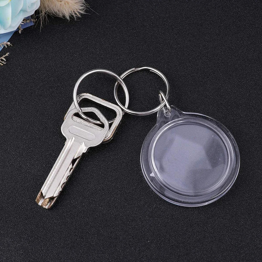 30Pcs Circle Acrylic Po Frame Keychain Snap-In Custom Insert Po Acrylic Blank Picture Keyring for DIY Projects 250606
