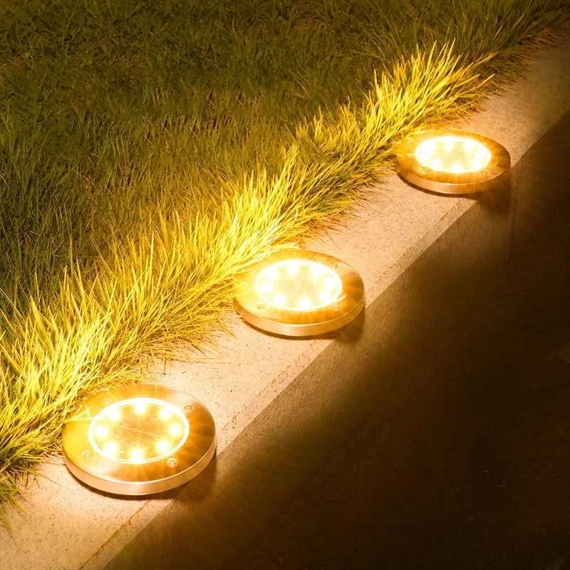 1/4Pack Solar Lights Outdoor 8 LEDs Disk Underground Lamp Spotlight Buried Solar Light for Home Garden Lawn Yard Decoration XJ250606