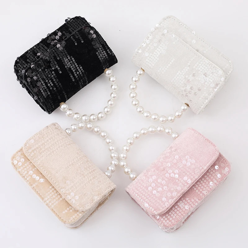 Fashion Childrens Shoulder Bag Womens Handbag purse Pearl Sequins Selling Girl Baby Cute Zero Wallet Princess Bag 250605