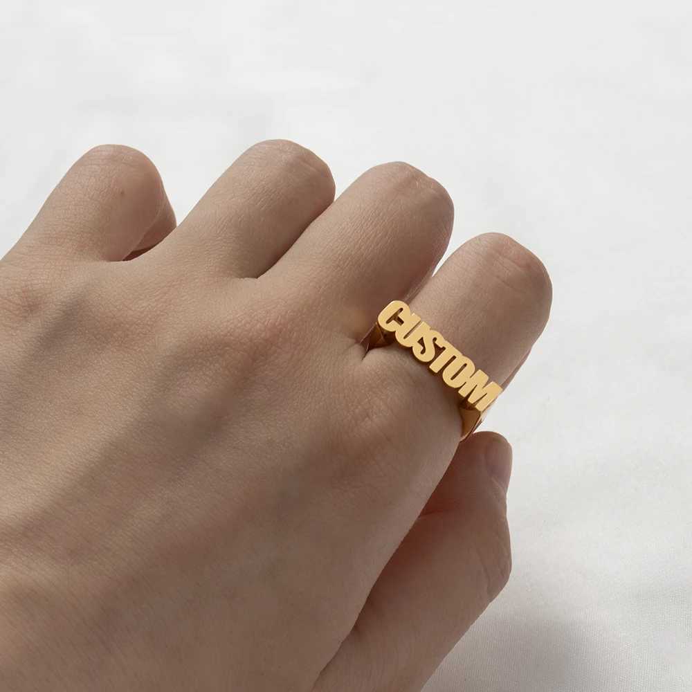 Customize Personalized Trendy Classic Retro Name Rings Couple Stainless Steel Jewelry Ring Party Birthday.Gifts For Various Occasions XJ250606