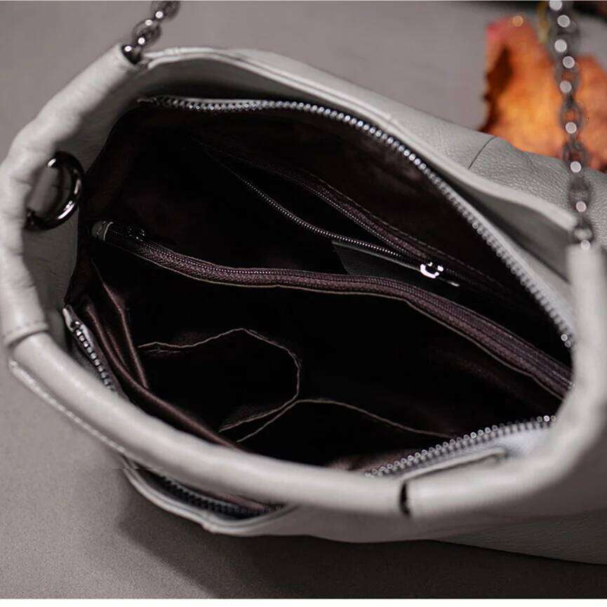 Woman Handbags Genuine Leather For Women 2023 Famous Designer Plaid Casual Totes Chains Crossbody Bags Ladies Shoulder Bag 2025/06/07