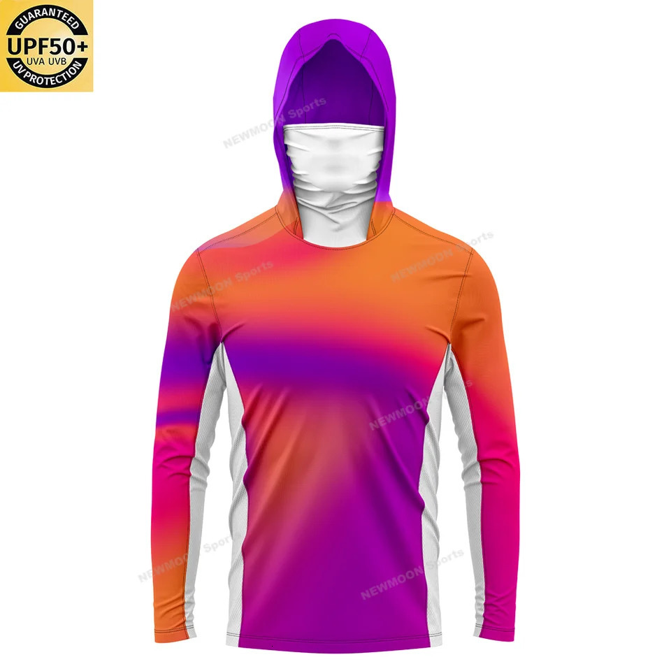 Custom Mens UPF 50 Sun Protection Hoodie Shirts Long Sleeve Lightweight SPF Outdoor UV Hiking Fishing Shirts 250603