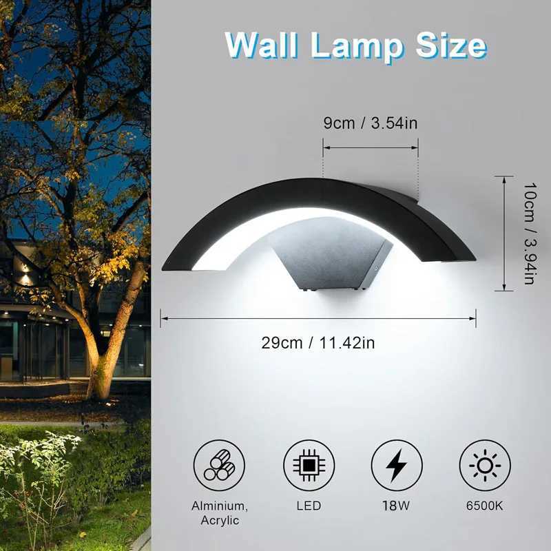 Aluminum LED Wall Lamp Waterproof IP65 Outdoor Garden Lights 18W Interior Wall Light for Bedroom Street Corridor Stairs Lighting W250607