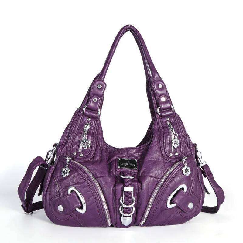 Multi Pockets Vintage Wash Leather Female High Capacity Handbags For 2020 Women Brand Shoulder Crossbody Bags