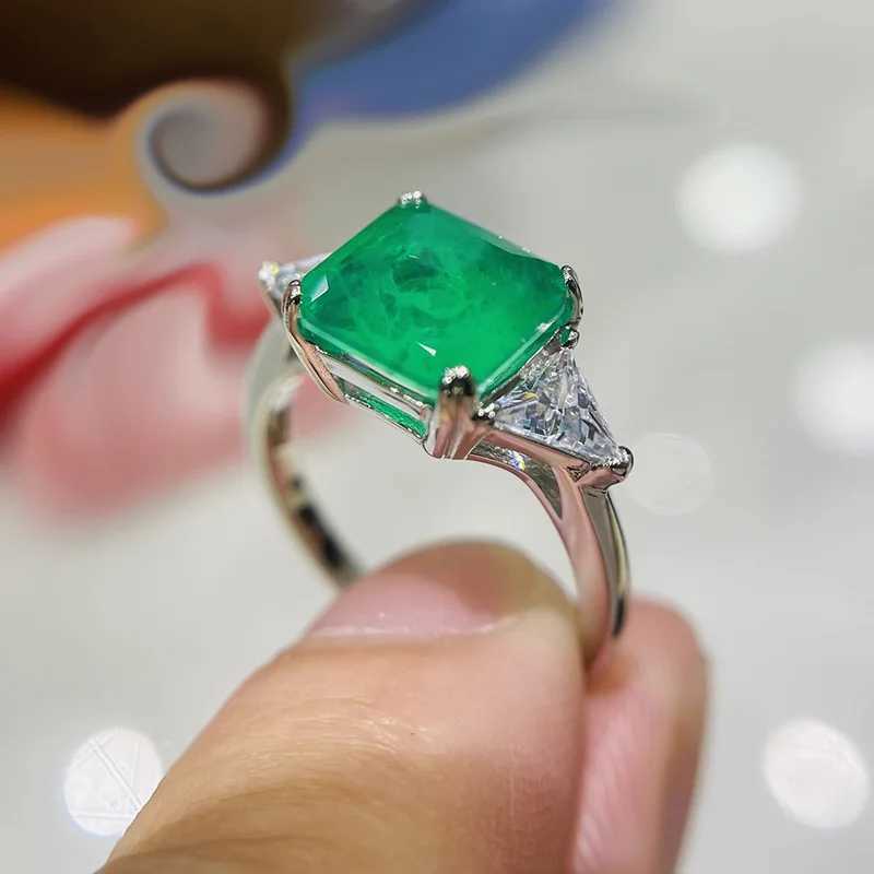 925 Sterling Silver Paraiba Emerald Tourmaline Gemstone Rings For Women Engagement Party Fashion Wedding Jewelry 9*9mm XJ250606