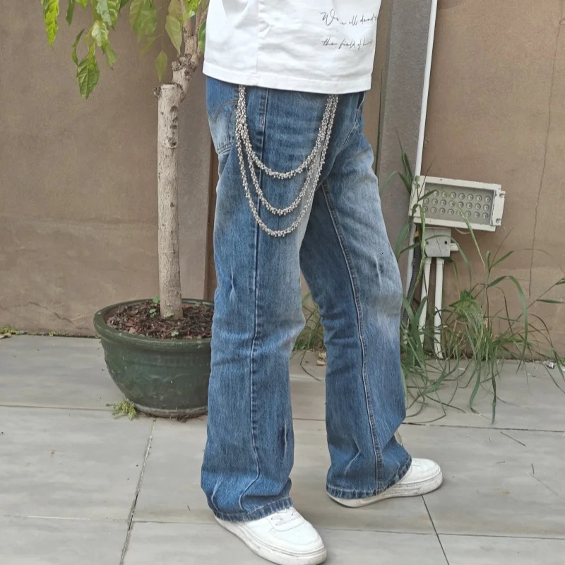 Minimalism Bead Flower Three Tier Silvery Pants Chain Mens And Womens Styles Retro Key Chain Gothic y2k Accessories 250530