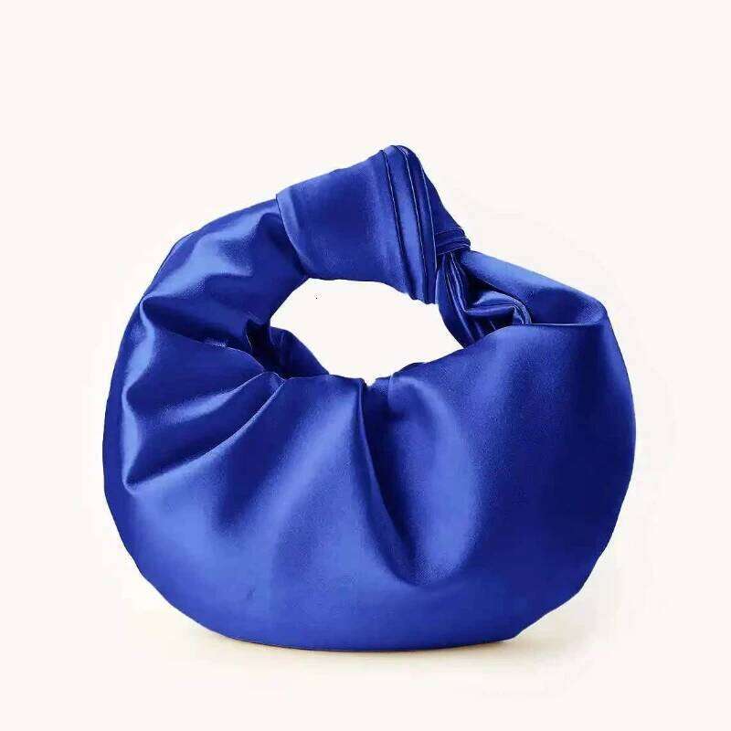 French Design Pleated Satin Knotted Bag Women's Sweet Cloud Handbag Ladies Soft Wedding Evening Prom Party Hot Pink Bags