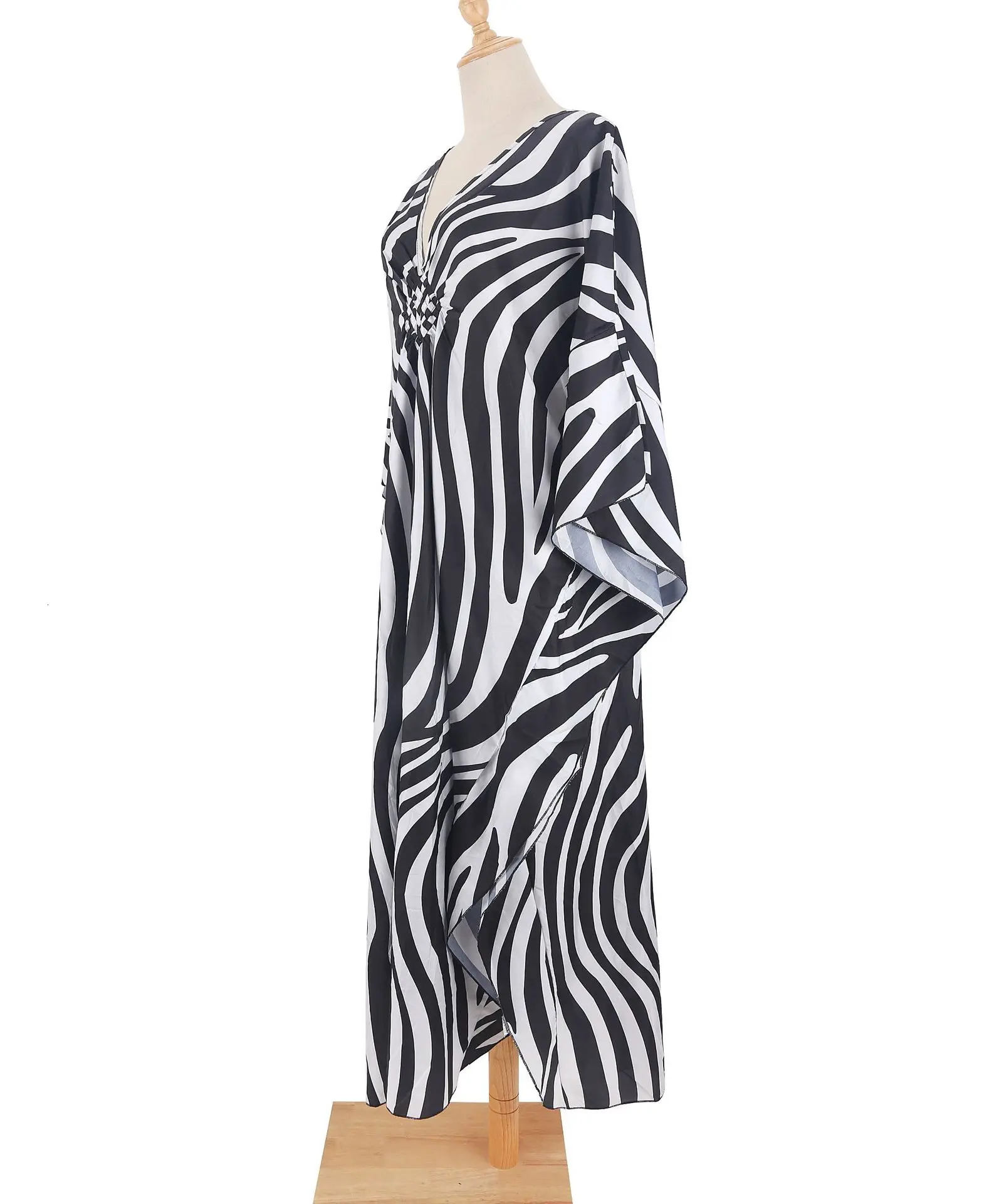 Plus Size Kaftan Dresses for Women Wave Neck Swimsuit Cover Up Caftan Dress Oversized Long Beach 250526