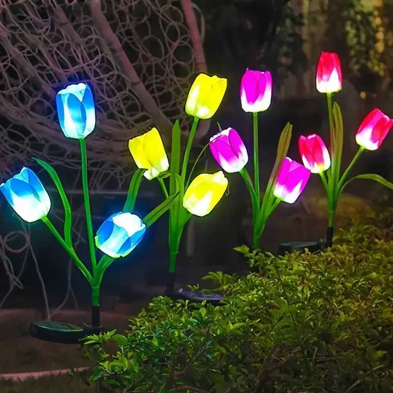 2025 Solar Powered Tulip Shaped Yard Decoration Lamp Unique Outdoor Landscape Lighting For Garden Pathway Lawn Stake Lights W250607