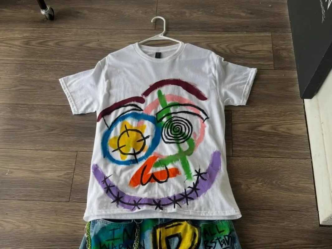 Retro Casual Loose Letter Anime Printed Short-sleeved Top Men Y2k Goth Punk Trendy Brand Harajuku Street Cotton T-shirt Women W250607