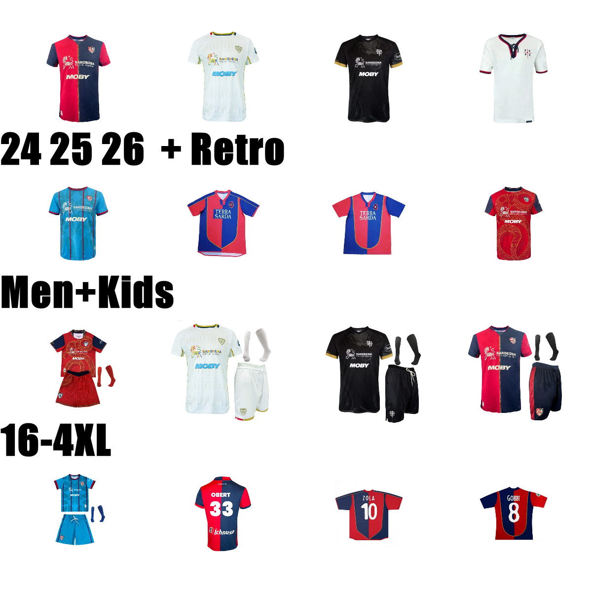 Cagliari 2025 2026 PAVOLETTI Soccer Jerseys LAPADULA VIOLA SHOMURODOV JANKTO LUVUMBO NANDEZ OBERT MAKOUMBOU ROG 25 26 home away 3rd men and kids RETRO football shirt