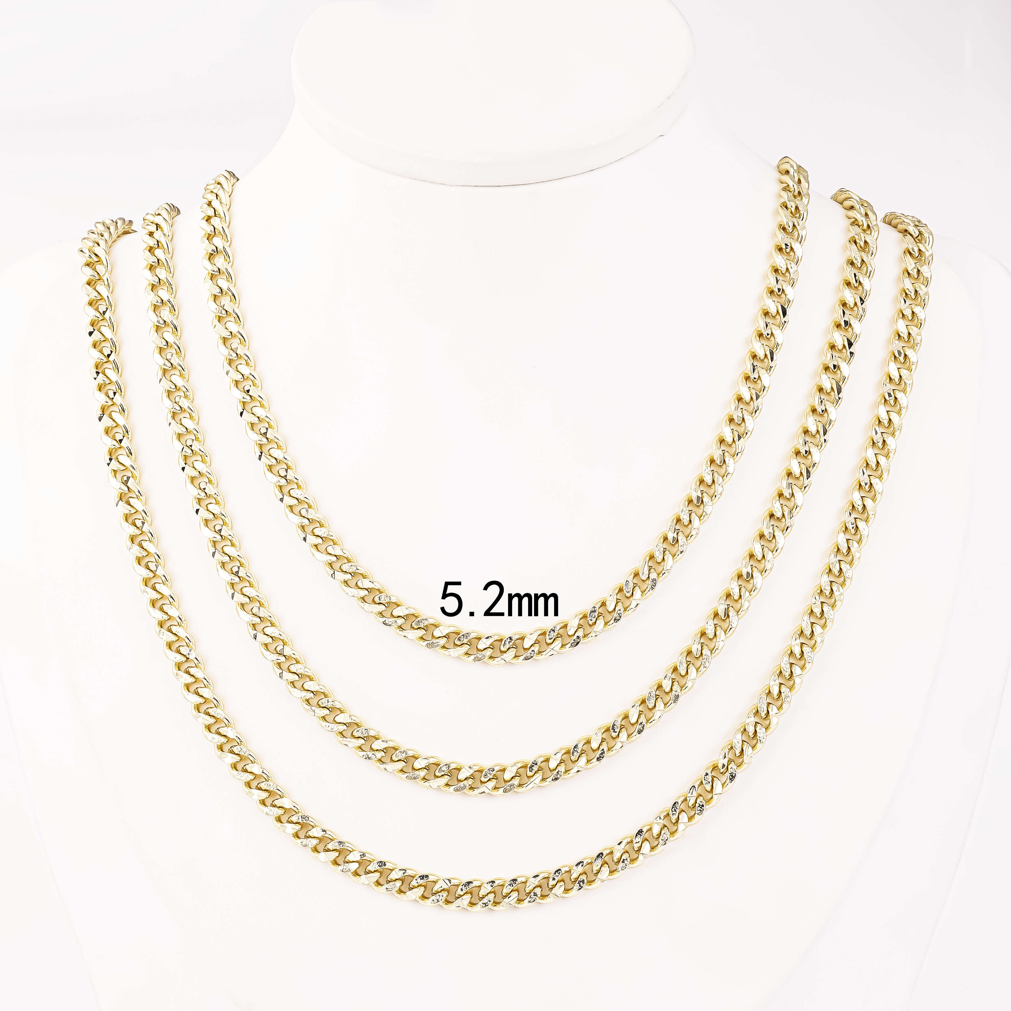 Fashion Jewelry 14K Read Gold Filled Plated Hip Hop Necklace Cadenas Cubana De Oro Franco Miami Diamond Cut Cuban Link Men Chain