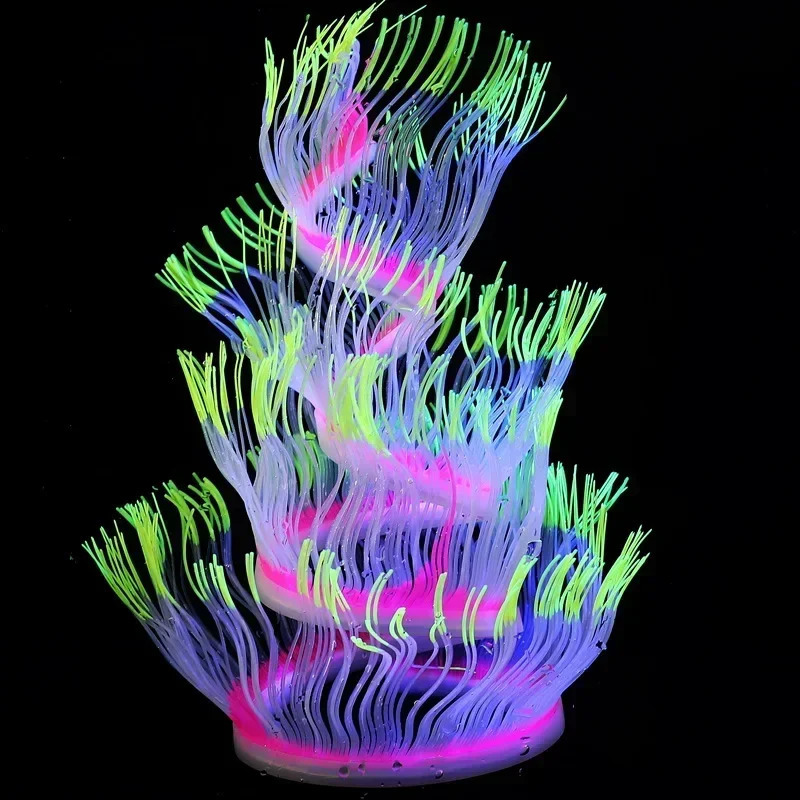 Aquarium Luminous Sea Anemone Silicone Simulation Coral Variety Glow in Dark Fish Home Aquarium Fish Tank Landscape Decor 250604