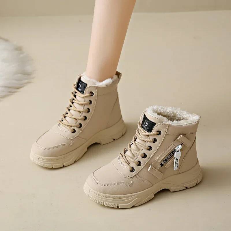 Ddmyoutdoor Womans Women S Winter New Versatile Ankle Short Boots Sport British Thick Bottom With Veet Casual Cotton Shoes Outdoor Shoes